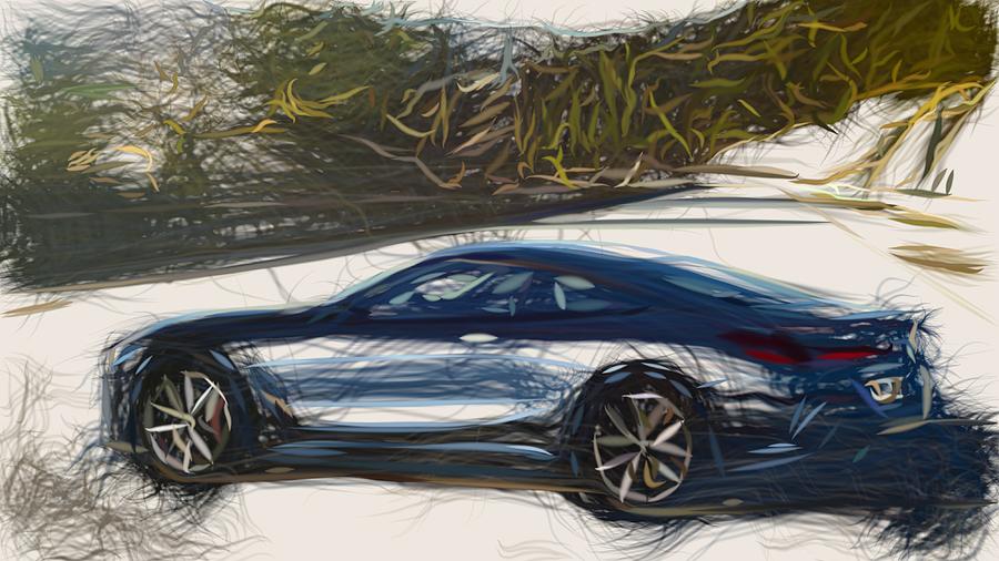 BMW 8 Series Coupe Drawing #9 Digital Art by CarsToon Concept