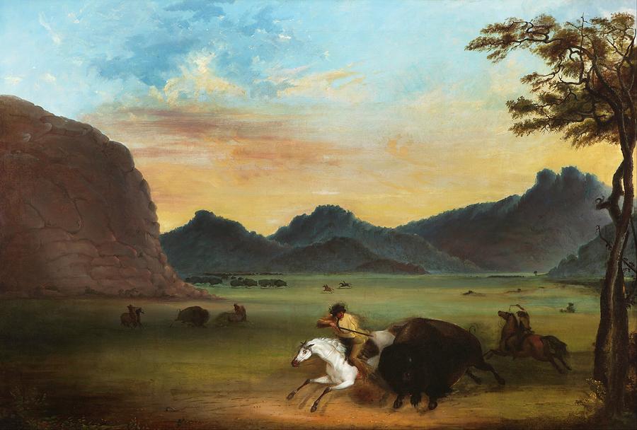 Alfred Jacob Miller Painting - Buffalo Hunt by Alfred Jacob Miller