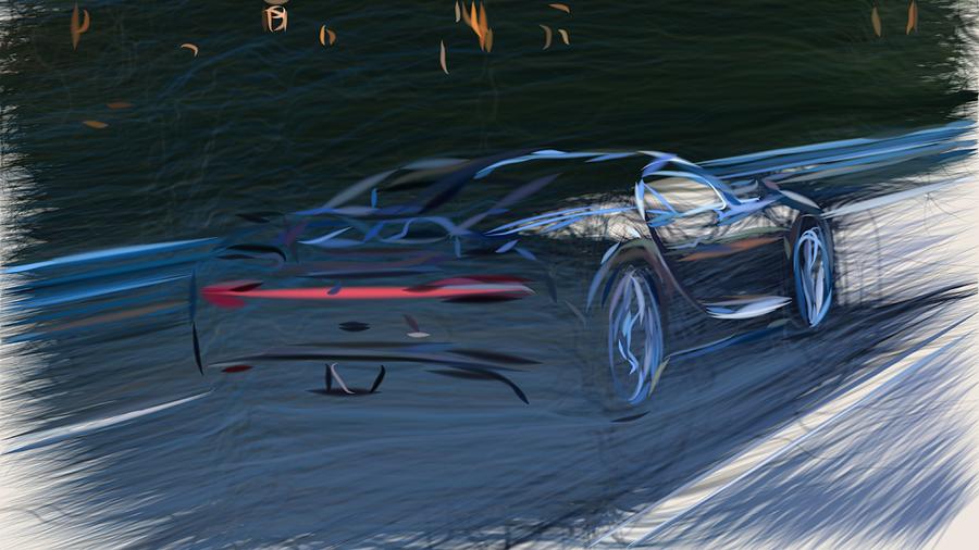 Bugatti Chiron Drawing #9 Digital Art by CarsToon Concept