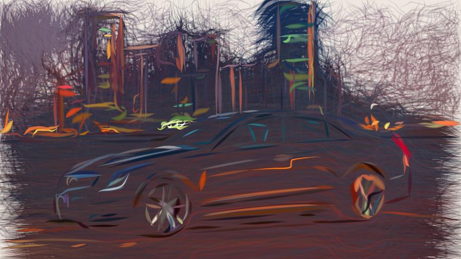 Cadillac ATS V Sedan Draw #9 Digital Art by CarsToon Concept