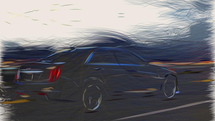 Cadillac CTS V Sedan Draw #9 Digital Art by CarsToon Concept