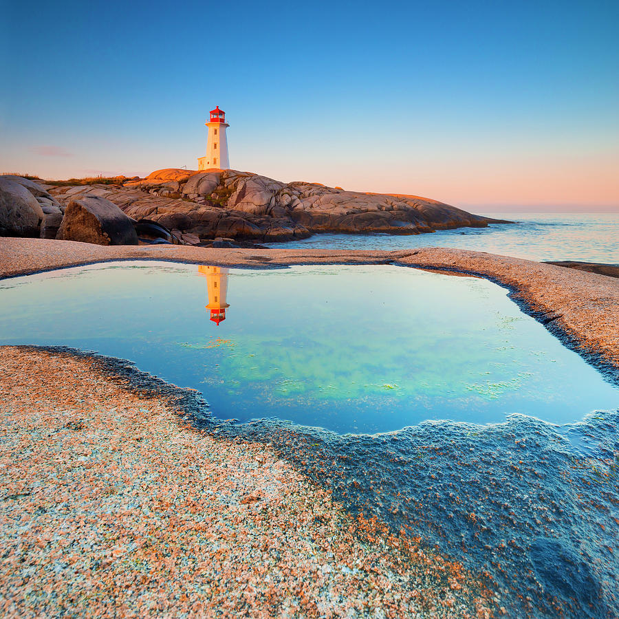 Canada, Nova Scotia, Peggys Cove, Atlantic Ocean, Lighthouse Route, Lighthouse #8 Digital Art by Pietro Canali