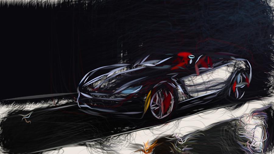 Chevrolet Corvette Z06 Drawing #9 Digital Art by CarsToon Concept