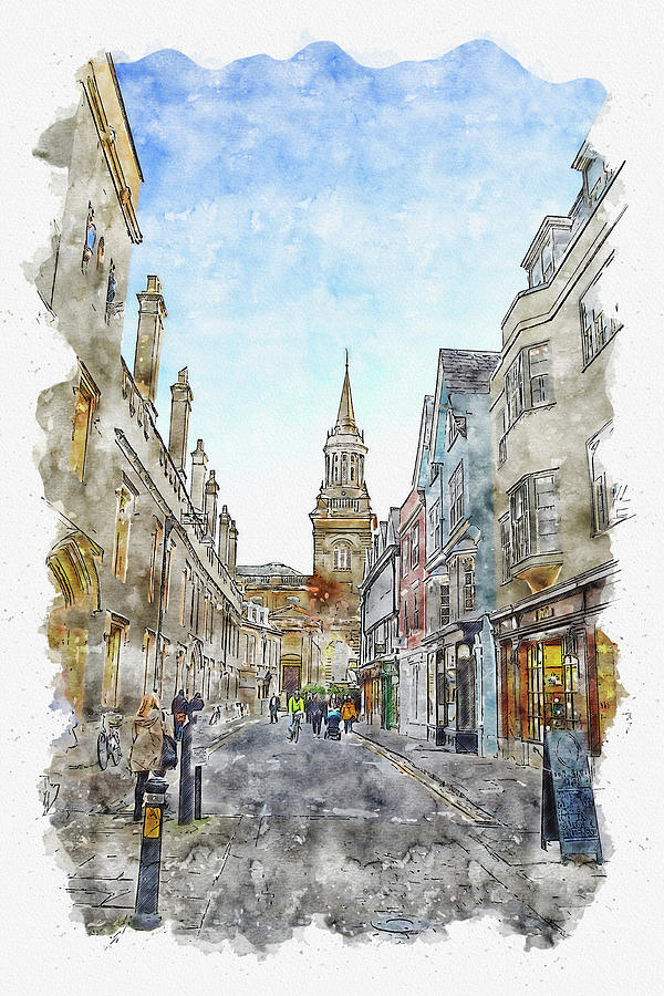 City #watercolor #sketch #city #architecture #8 Digital Art by TintoDesigns