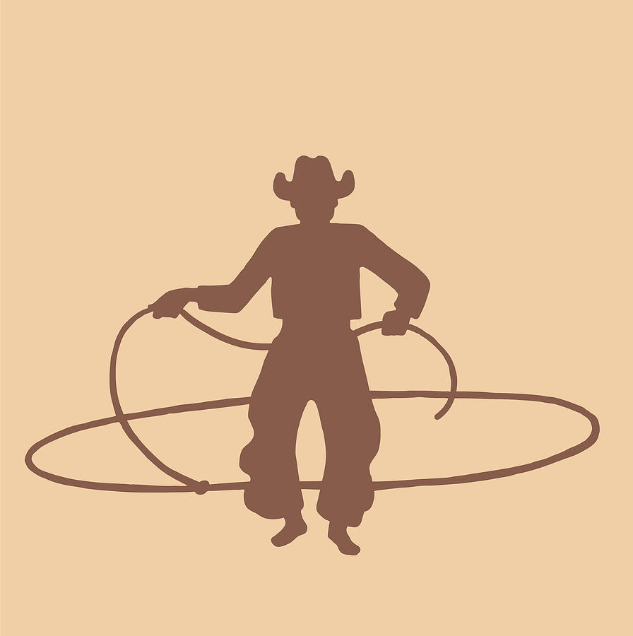 Vintage Drawing - Cowboy with Lasso #8 by CSA Images