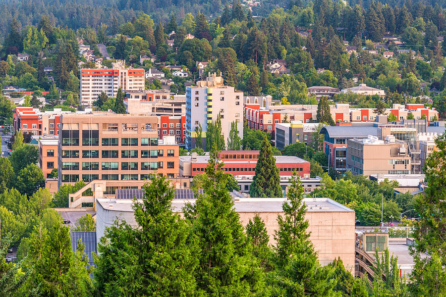 Eugene Photograph - Eugene, Oregon, Usa Downtown Cityscape #8 by Sean Pavone