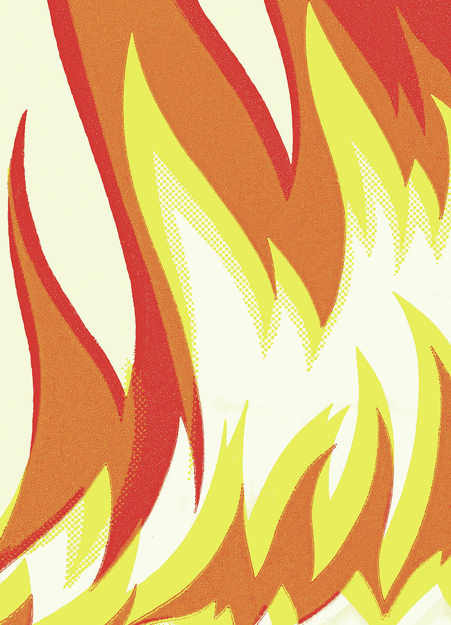 Vintage Drawing - Flames #8 by CSA Images