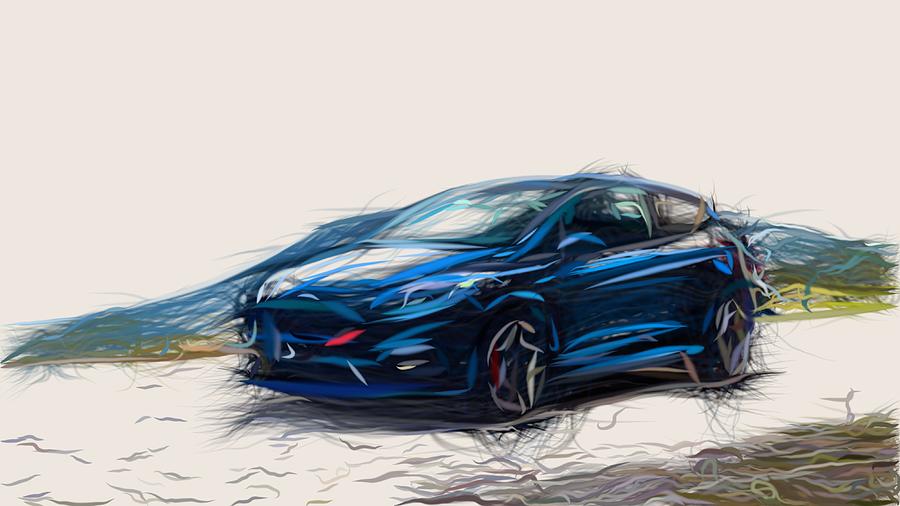 Ford Fiesta ST Drawing #9 Digital Art by CarsToon Concept