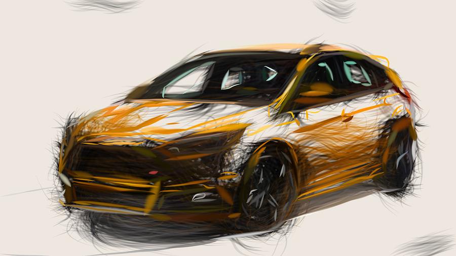 Ford Focus ST Draw Digital Art by CarsToon Concept | Fine Art America