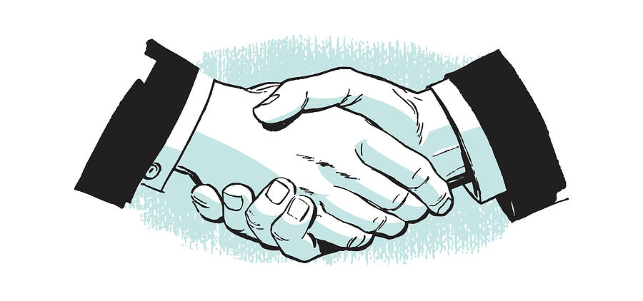 Vintage Drawing - Handshake #8 by CSA Images