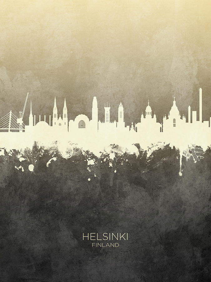 Skyline Digital Art - Helsinki Finland Skyline #8 by Michael Tompsett