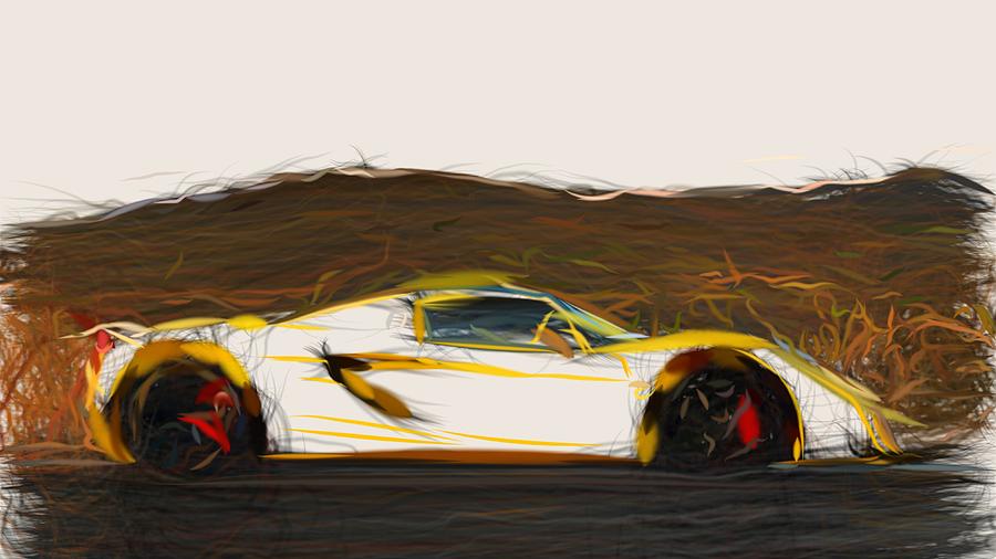 Hennessey Venom GT Draw #8 Digital Art by CarsToon Concept