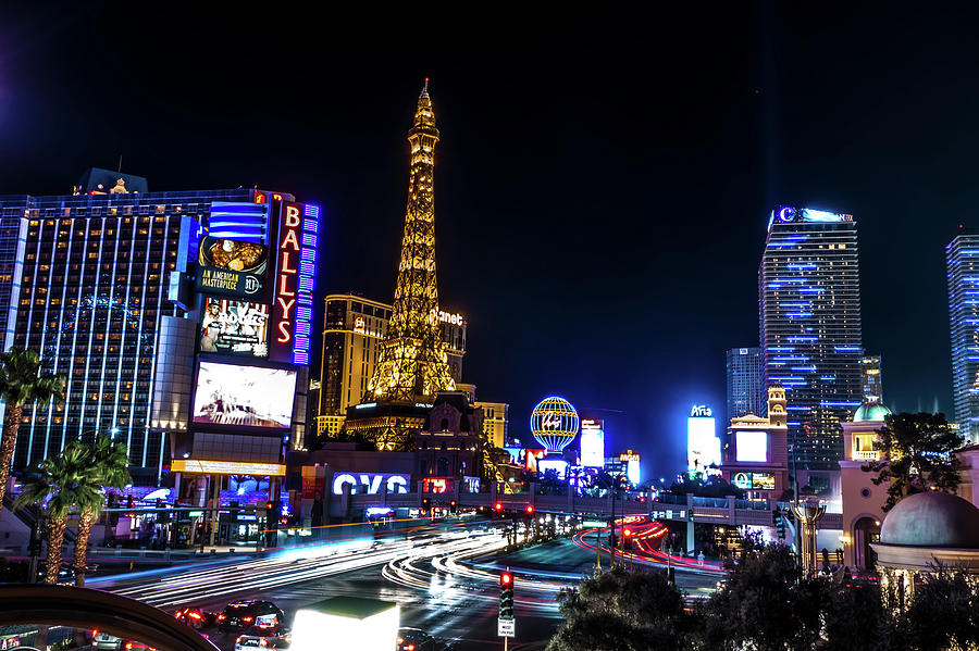 High Energy Electric Long Exposure Of Las Vegas City Streets At  #8 Photograph by Alex Grichenko