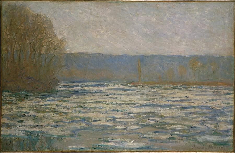 Claude Monet Painting - Ice Breaking Up On The Seine Near Bennecourt by Claude Monet