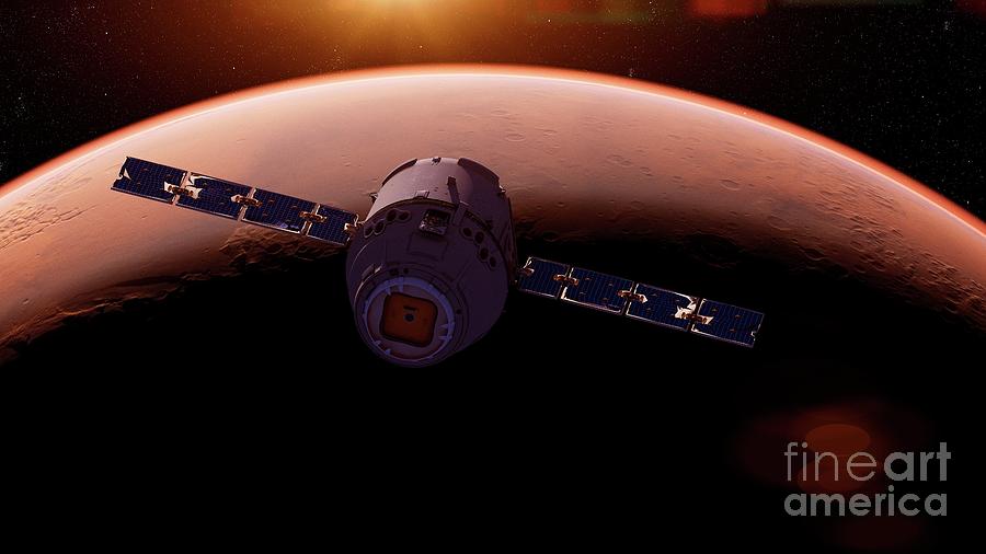 Space Photograph - Illustration Of A Satellite In Front Of Mars #8 by Sebastian Kaulitzki/science Photo Library