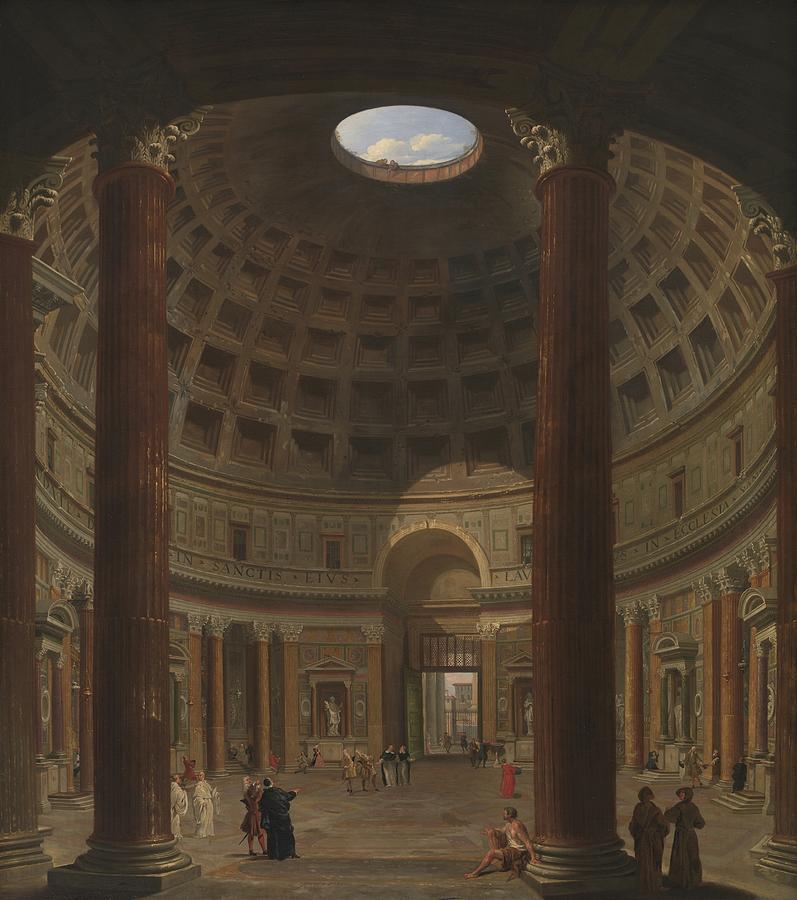 Interior Of The Pantheon, Rome Painting by Giovanni Paolo Panini - Fine ...