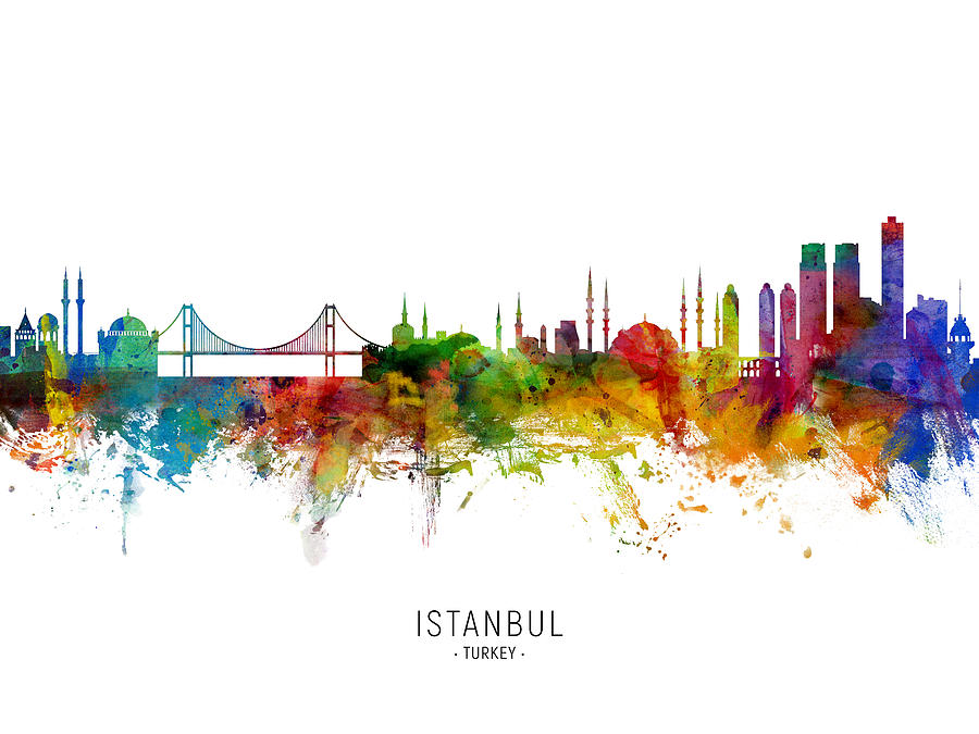 Istanbul Turkey Skyline #8 Digital Art by Michael Tompsett