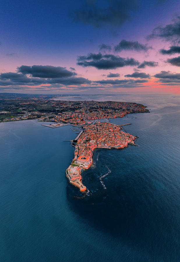 Italy, Sicily, Siracusa District, Siracusa, Ortigia, Mediterranean Sea, The Island Of Ortigia Seen From Above #8 Digital Art by Antonino Bartuccio