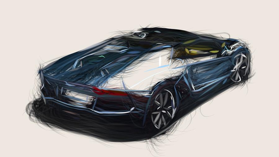 Lamborghini Aventador LP 700 4 Roadster Drawing #9 Digital Art by CarsToon Concept