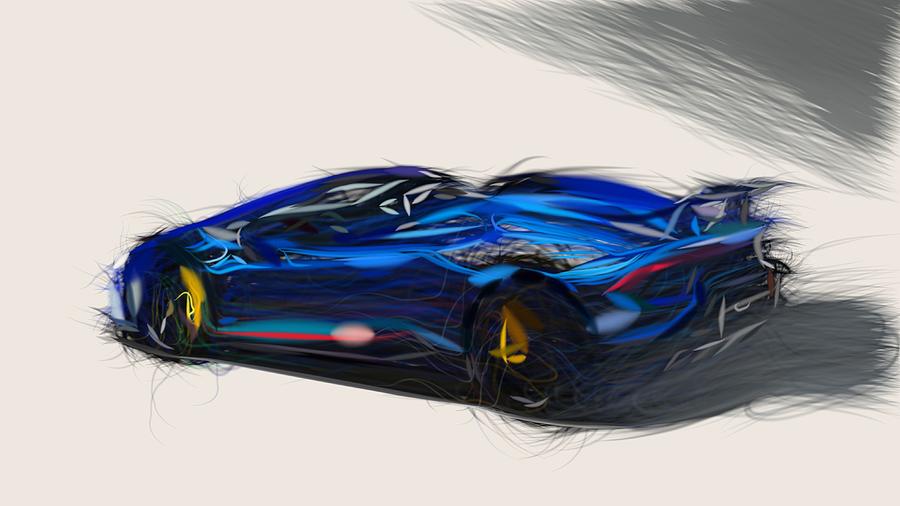 Lamborghini Huracan Performante Spyder Drawing #9 Digital Art by CarsToon Concept