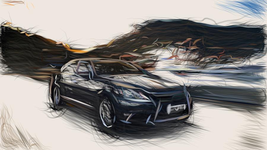 Lexus LS Draw #9 Digital Art by CarsToon Concept