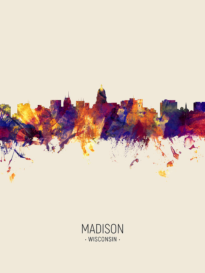 Madison Wisconsin Skyline #8 Digital Art by Michael Tompsett