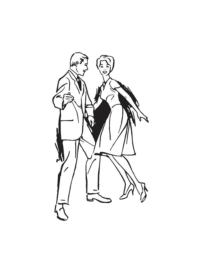 Man and Woman Dancing Drawing by CSA Images - Fine Art America