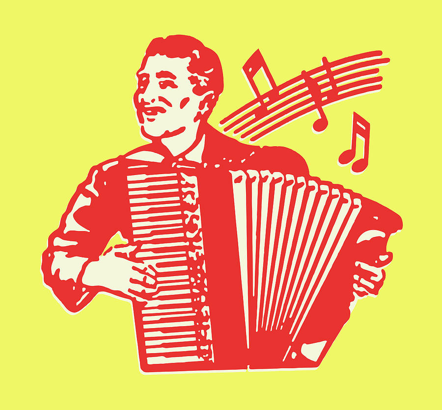 Music Drawing - Man Playing Accordion #8 by CSA Images