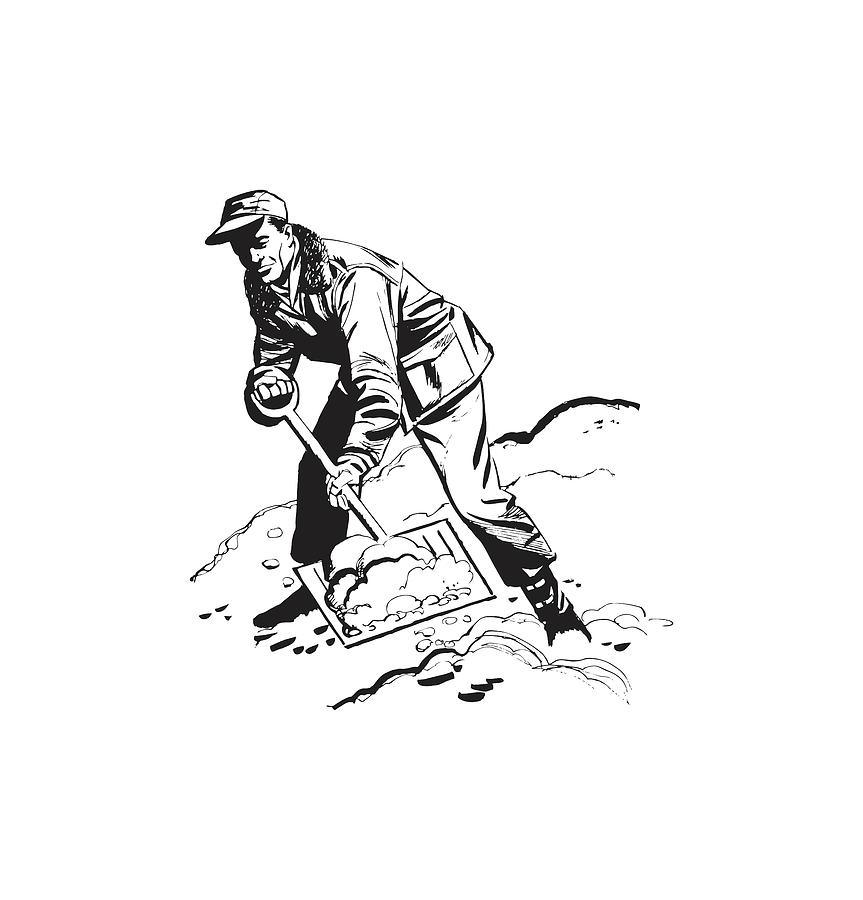 Man Shoveling snow Drawing by CSA Images Fine Art America