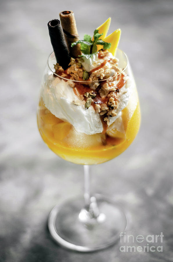 Mango And Passion Fruit Tropical Ice Cream Sundae In Glass Photograph By Jm Travel Photography