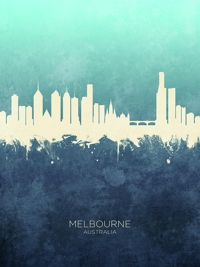 Skyline Digital Art - Melbourne Australia Skyline #8 by Michael Tompsett