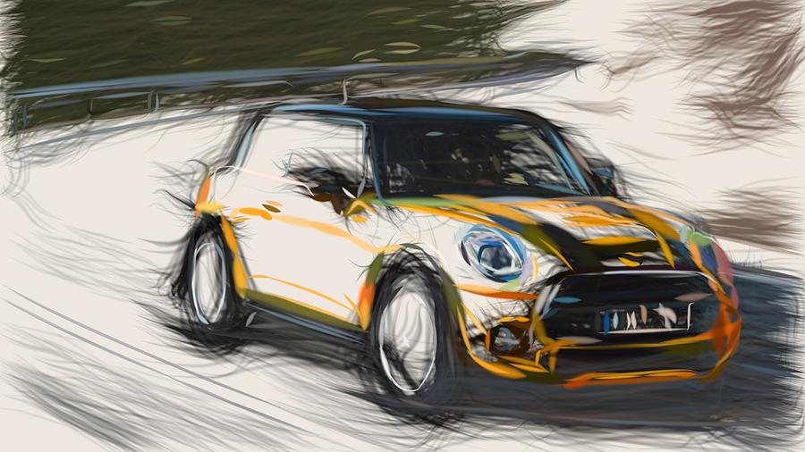 Mini Cooper S Draw #8 Digital Art by CarsToon Concept