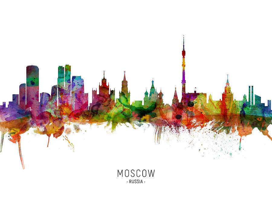 Moscow Digital Art - Moscow Russia Skyline #8 by Michael Tompsett
