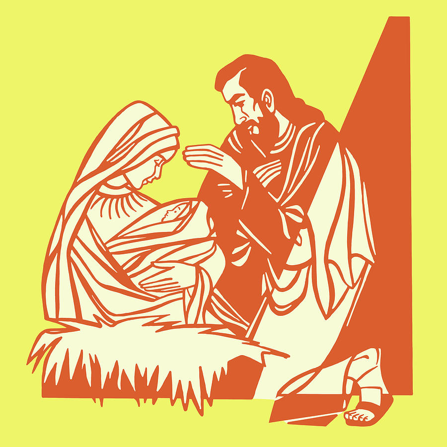 Christmas Drawing - Nativity Scene #8 by CSA Images