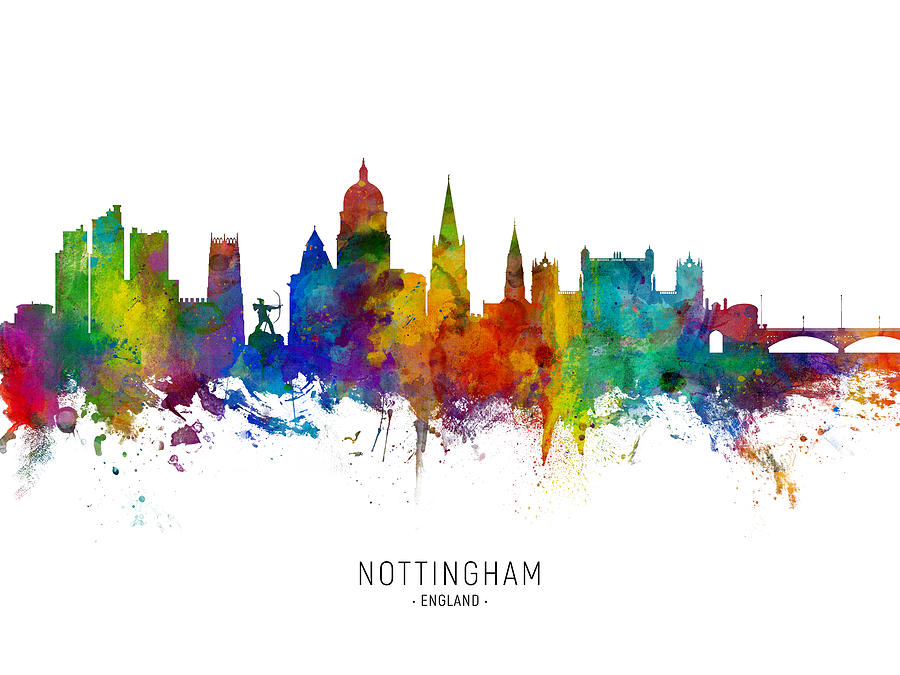 Nottingham England Skyline #8 Digital Art by Michael Tompsett
