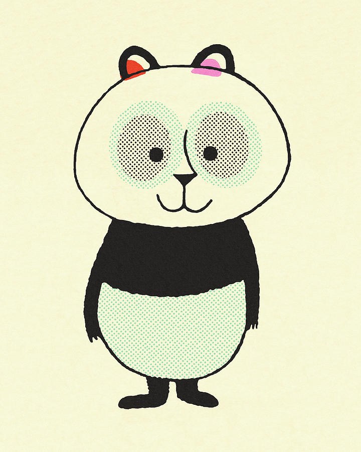 Vintage Drawing - Panda Bear #8 by CSA Images
