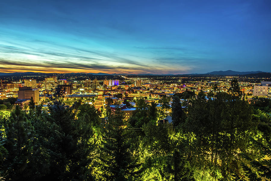 Panoramic View Spokane Washington Downtown City Skyline #8 Photograph by Alex Grichenko