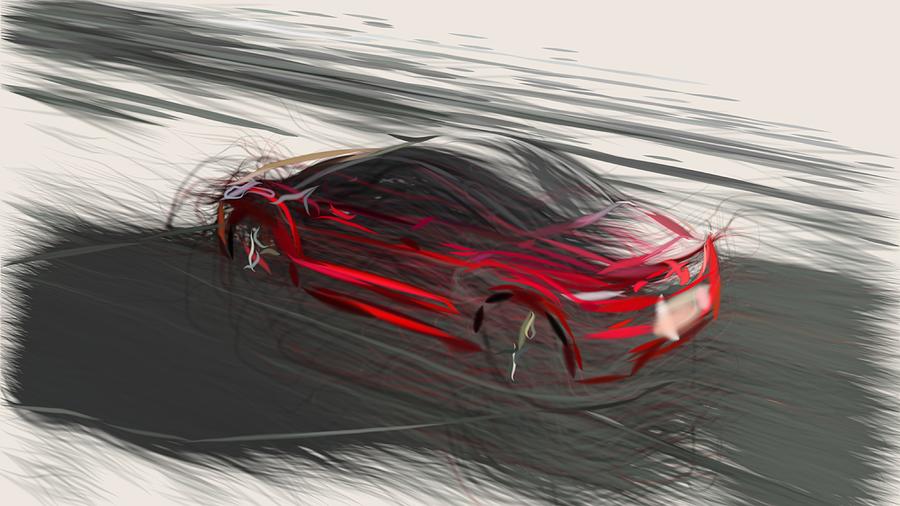Peugeot RCZ R Drawing #9 Digital Art by CarsToon Concept