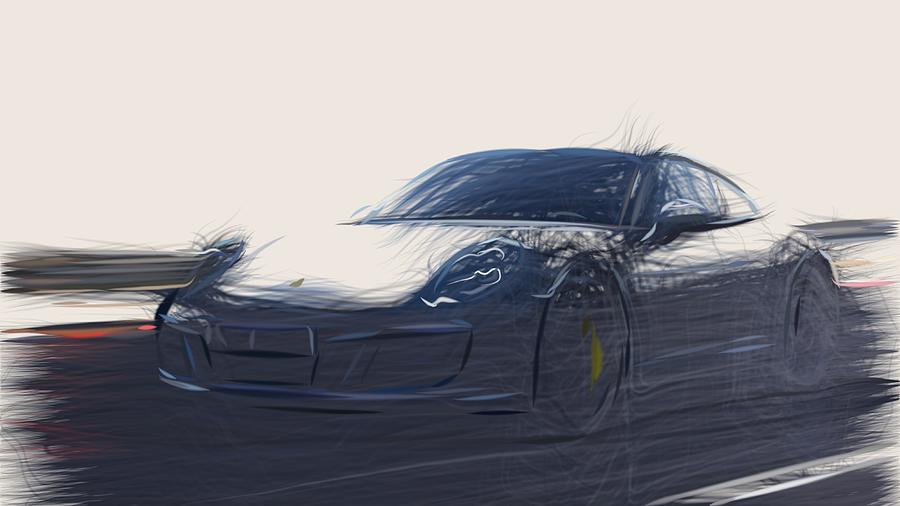 Porsche 911 GTS Drawing #9 Digital Art by CarsToon Concept