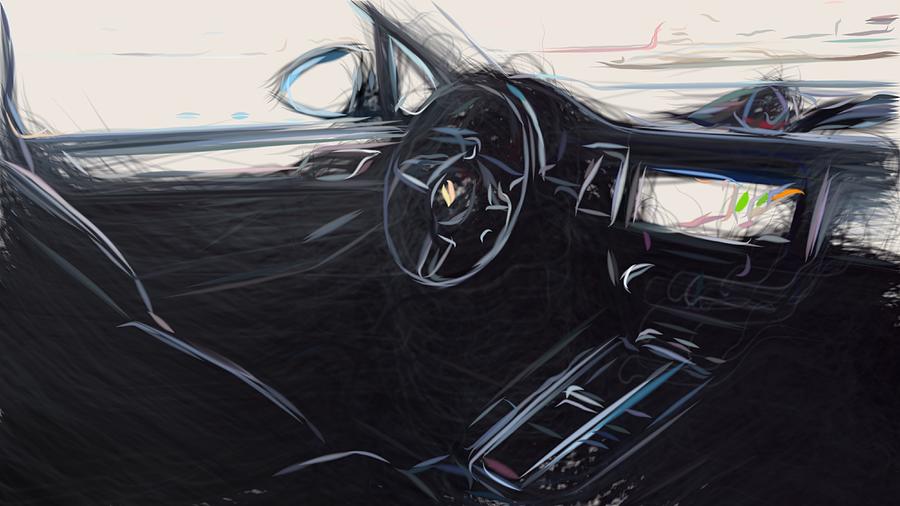 Porsche Macan S Drawing #9 Digital Art by CarsToon Concept