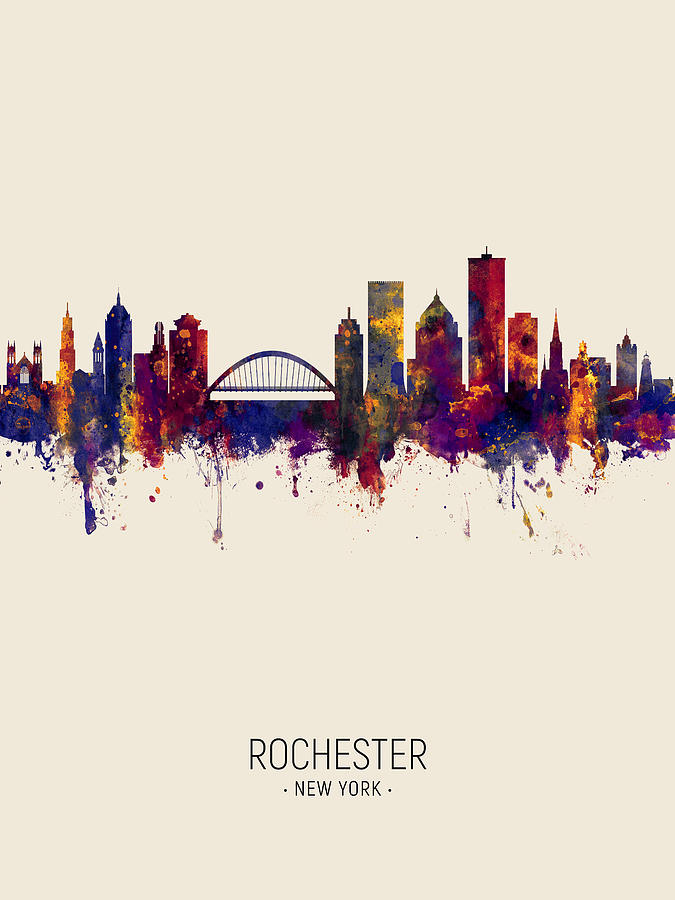 Rochester Skyline Digital Art - Rochester New York Skyline #8 by Michael Tompsett