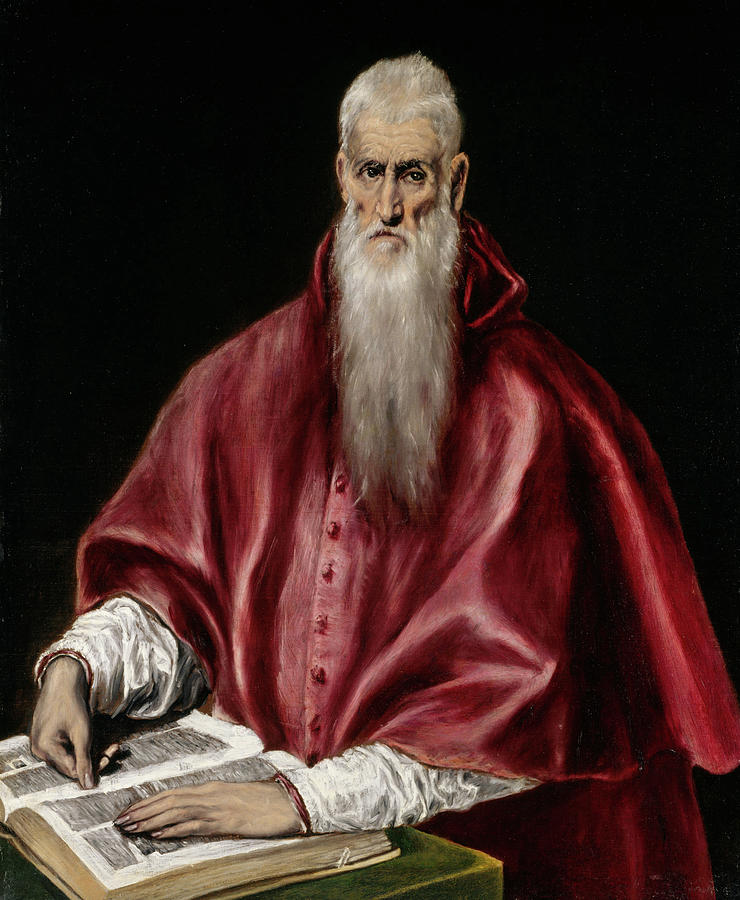 El Greco Painting - Saint Jerome as Scholar #8 by El Greco