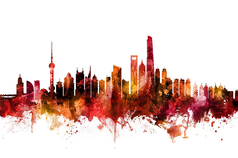 Shanghai China Skyline #8 Digital Art by Michael Tompsett