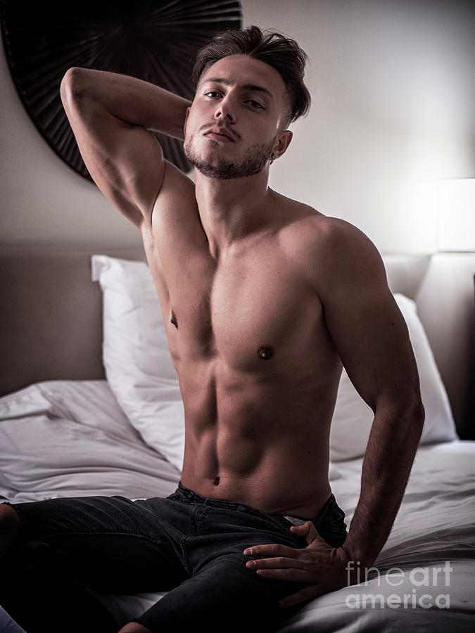 Shirtless Sexy Male Model Lying Alone On His Bed Photograph By Stefano Cavoretto