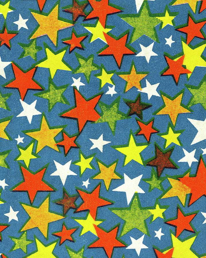 Vintage Drawing - Star Pattern #8 by CSA Images