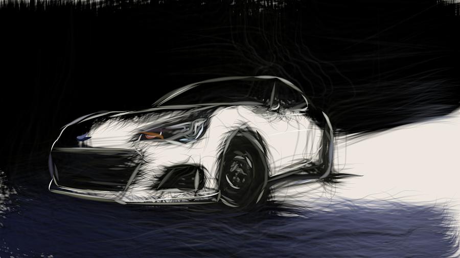 Subaru BRZ Drawing #9 Digital Art by CarsToon Concept