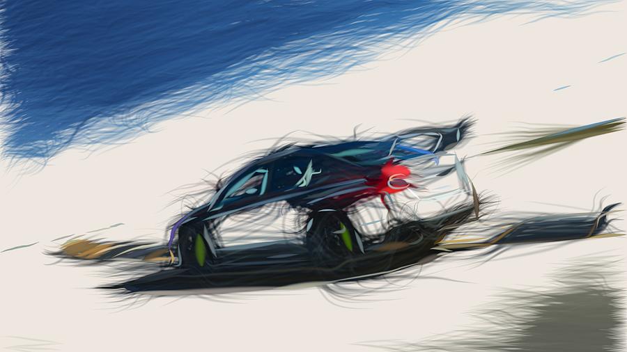Subaru WRX STI Drawing #9 Digital Art by CarsToon Concept