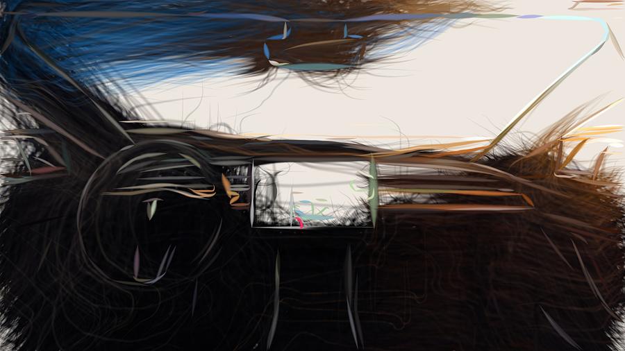 Tesla Model 3 Drawing #9 Digital Art by CarsToon Concept