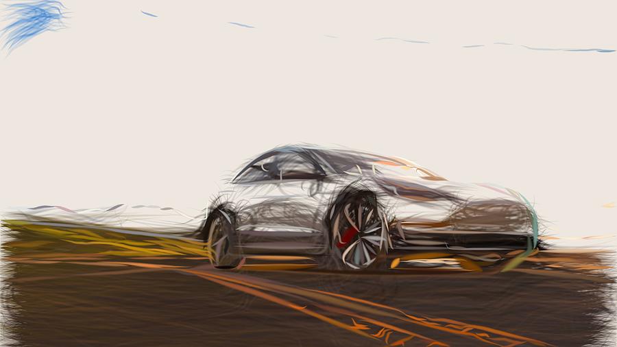 Tesla Model 3 Prototype Draw #9 Digital Art by CarsToon Concept