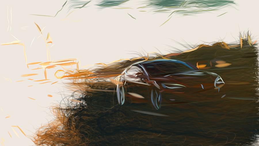 Tesla Model S Drawing #9 Digital Art by CarsToon Concept